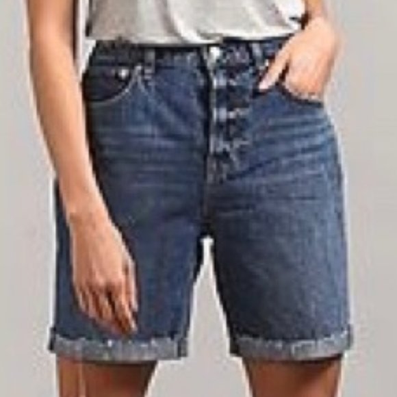 GAP Bermuda Mom Raw Hem High Rise High Waist Jean Shorts Size 25 - Picture 4 of 16